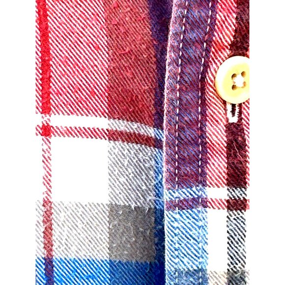 Abercrombie Fitch Mens Large Red Plaid Muscle Shirt Cotton Long Sleeve - Picture 7 of 12